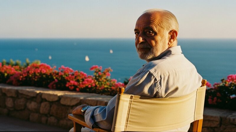 Egyptian filmmaker Youssef Chahine during an interview on intercultural cinema and artistic freedom