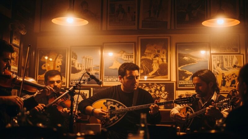 Greek musicians performing rebetiko — Athens' underground folk music revival in tavernas and clubs