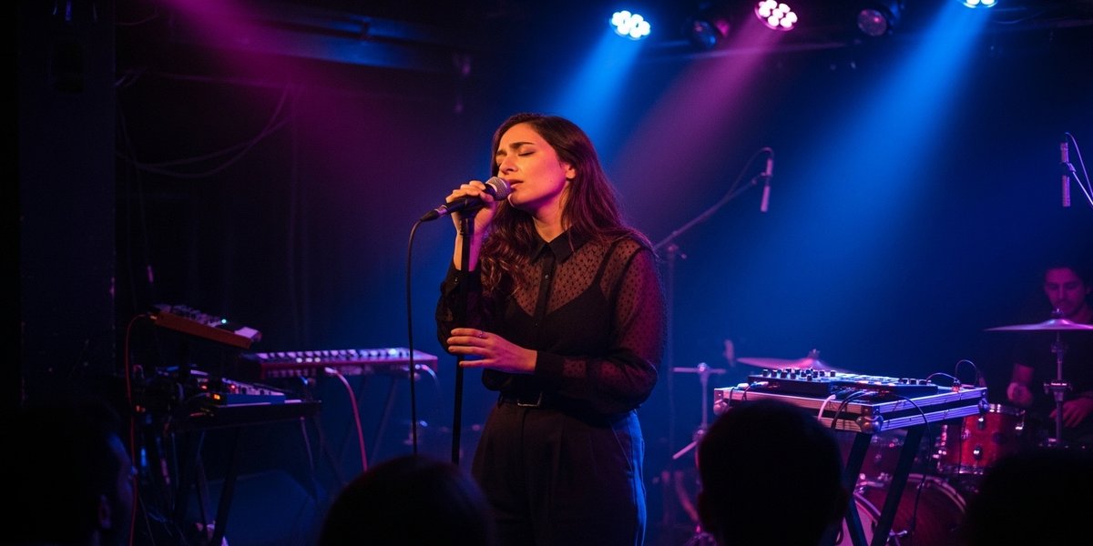 Yasmine Hamdan of Soapkills performing — pioneers of Beirut's underground electronic music scene